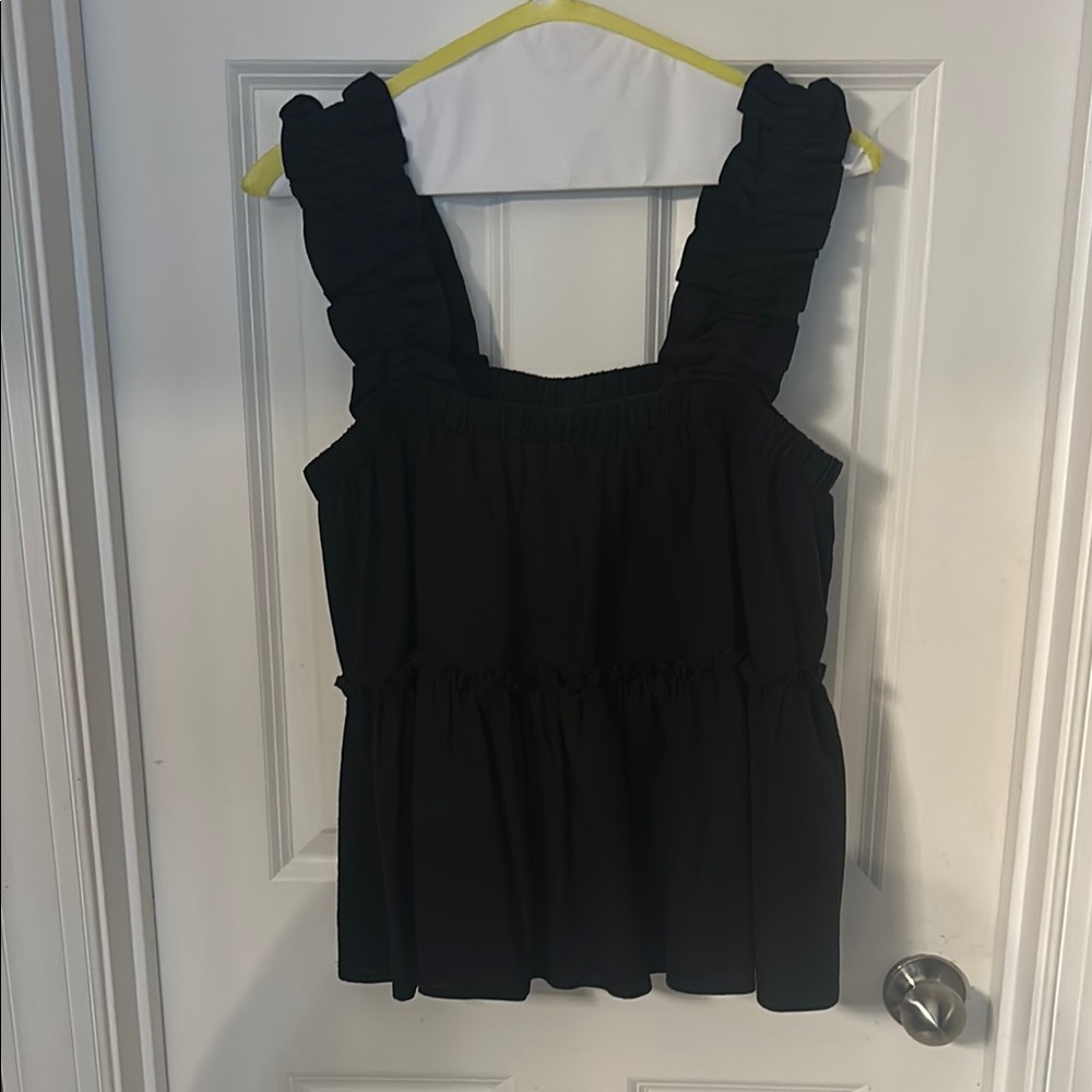 Black Ruffled Women's Top
